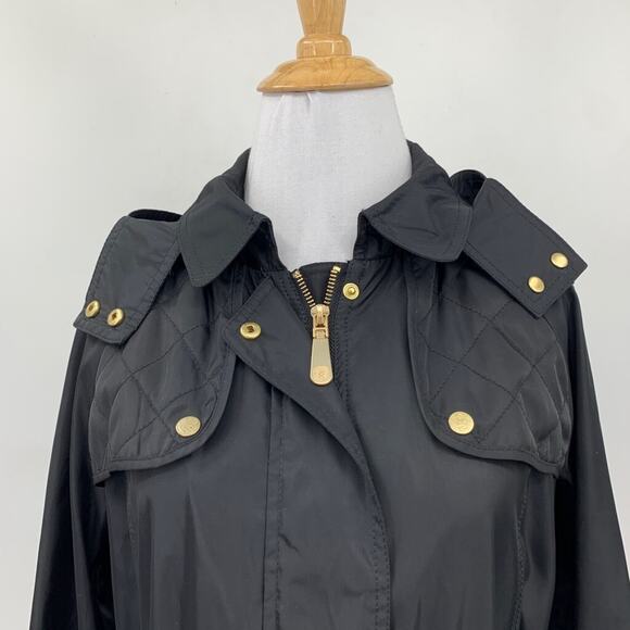 Vince Camuto Jacket Womens PP/PS Black Gold Quilt Trim Anorak Detach Hood - Picture 4 of 16